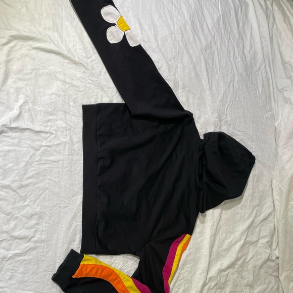 dELiA*s by Dolls Kill The New Daze Crop Hoodie XL Daisy Wave Applique Zip-up - Picture 11 of 11